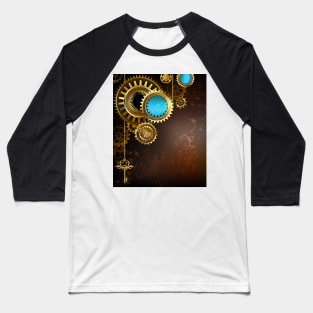 Gears on Rusty Background ( Steampunk ) Baseball T-Shirt